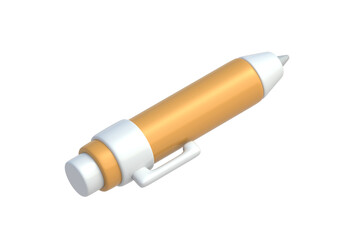Single ballpoint pen isolated on white background. Office supplies. 3d render