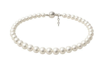 Obraz premium White pearl necklace with silver clasp against transparent background