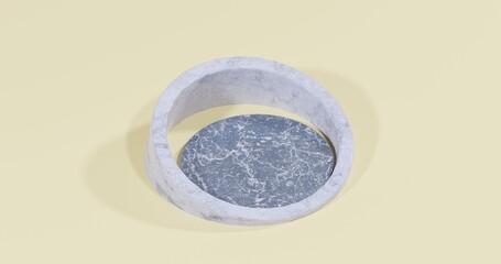 Minimalist 3D stone ring with marble texture on soft yellow — clean, natural design ideal for luxury product mockups, spa concepts, or organic aesthetic visuals.