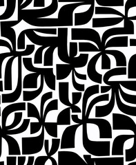 Black and white abstract hand-drawn doodles .Seamless pattern.