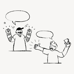 Buyer and seller, marketing doodle in black