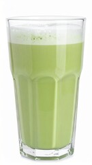 Matcha Latte Isolated on White Background — Trendy Green Tea Drink with Milk Foam