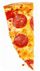 Slice of Pepperoni Pizza Isolated on White Background — Delicious Fast Food with Melting Cheese