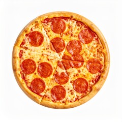 Slice of Pepperoni Pizza Isolated on White Background — Delicious Fast Food with Melting Cheese