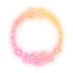 Png floral frame neon gradient clipart