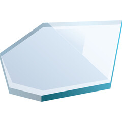 Geometric Transparent Glass Fragment with Sharp Edges Reflecting Light in a Clean Studio Environment