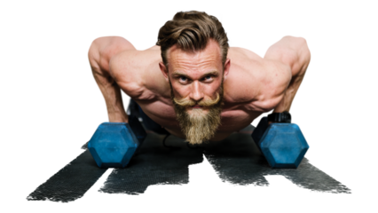 Man png doing push-up sticker, transparent background
