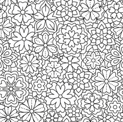 Floral black and white pattern on a white background, abstract design, seamless background.	
