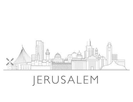 Jerusalem cityscape illustration skyline drawing
