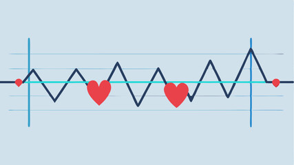 Obraz premium A multiline graph visualizing heart rate fluctuations throughout the day set against a minimalist background.