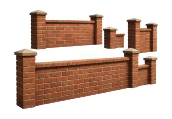 Classic red brick fence sections for a historic home, offering a timeless, sturdy look.