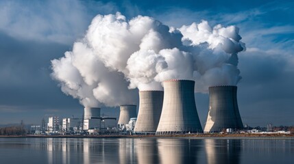 Nuclear plant spewing white smoke