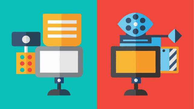 A splitscreen illustration comparing traditional editing ods with modern digital techniques highlighting the evolution of film production tools.