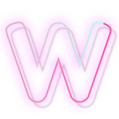Pink neon glow letter W png font typography