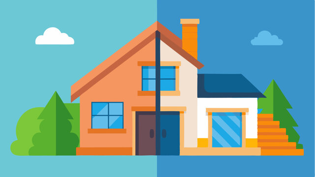 A splitimage comparison of a beforeandafter home renovation illustrating the potential for property improvement and increased value.