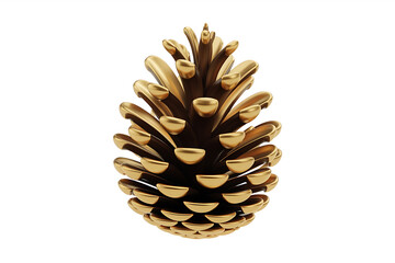 Golden pinecone with intricate scales, a natural form rendered in a luxurious, metallic finish.