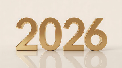 Golden numerals display &quot;2026,&quot; representing a future year, hope, and new beginnings.