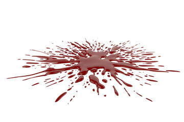 A splash of crimson liquid bursts outwards, creating a dynamic and unsettling visual effect.