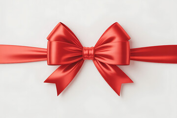 Elegant red bow with flowing ribbon, conveying celebration, gift-giving, and a touch of luxury.