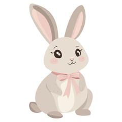 Fototapeta premium A bunny with ribbon illustration animal rabbit vector