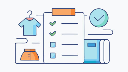 A streamlined packing list feature with icons representing essential items like clothes and ries.