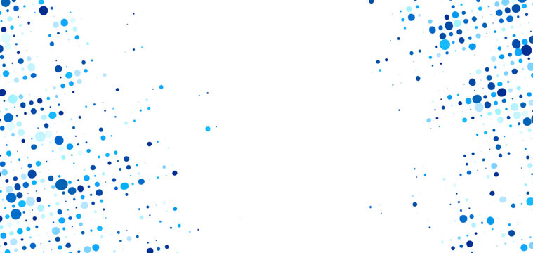 Light blue halftone dots form a scattered border on white background. Abstract vector frame with a clean and modern design.