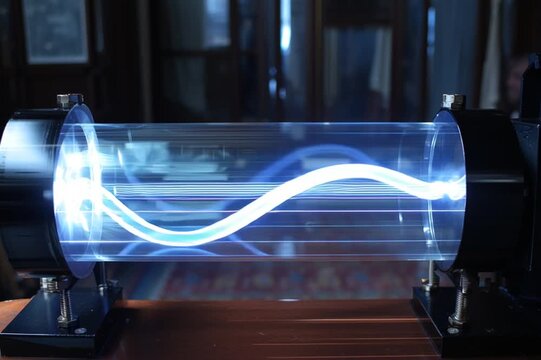 Cathode ray tube with electron beam deflection plates visible
