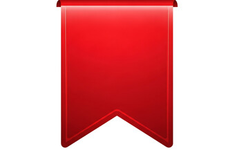 A realistic 3d rendered red ribbon bookmark or banner with a pointed end isolated on transparent background