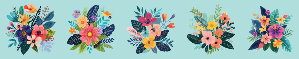 Fototapeta premium Colorful floral decorative banners, isolated vector set