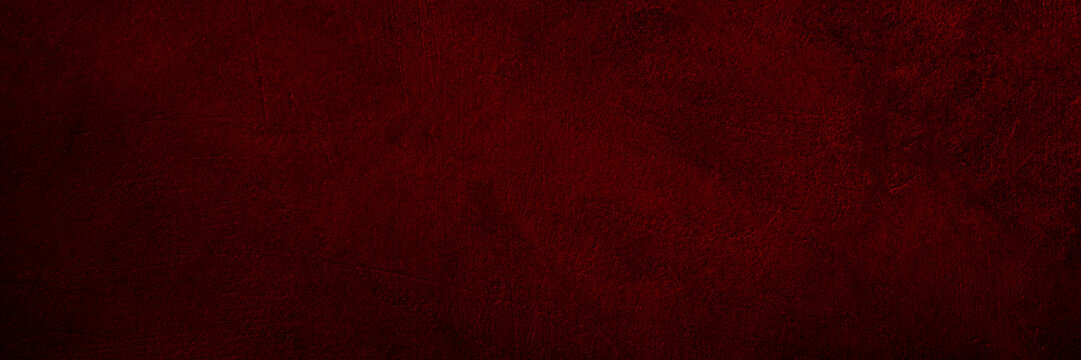 Black dark red texture background. Painted concrete wall surface. Grunge rough uneven plaster scratched damaged. Close-up. Design.Template. Empty blank. Wide banner. Panorama. - Powered by Adobe