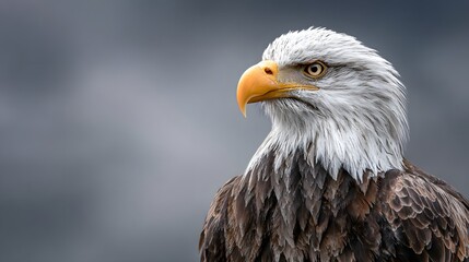 Fototapeta premium Majestic raptor displays sharp focus with bright beak against muted background
