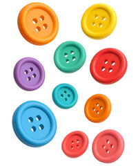Fototapeta premium Colorful Buttons Set Isolated on White Background