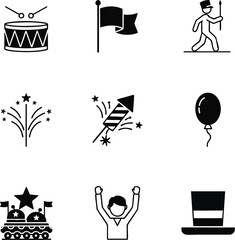 Fototapeta premium Illustrations of American celebration icons in vector format. Ideal for national holidays, festivities, patriotic events, and related projects
