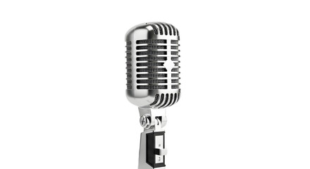Vintage Silver Microphone with Classic Design Representing Broadcasting Journalism Radio Show or Retro Music Performance Icon, png