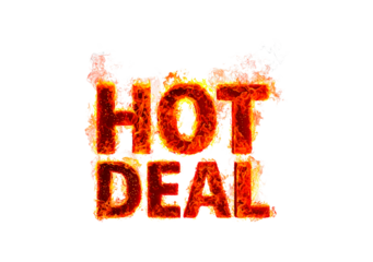 Fiery hot deal promotion for sales and discounts on transparent background