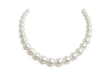 Obraz premium Pearl necklace string forming elegant arch on transparent background