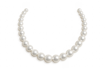 Pearl necklace string forming elegant arch on transparent background