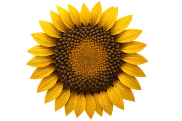 Naklejka premium Sunflower head showing petals and seeds. Summer bloom with vibrant yellow and brown colors on transparent background