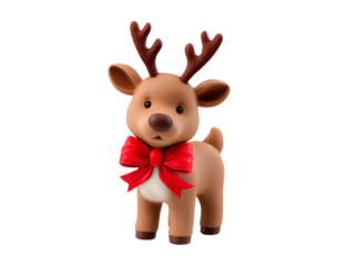 Cute christmas reindeer with red bow for holiday decor and design