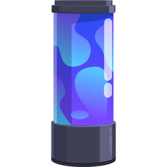 Pixel Art Lava Lamp With Blue Purple Liquid Motion And Dark Base On Transparent Background
