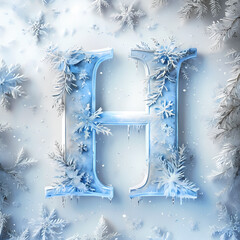 3d ice themed letter with frost and christmas snowflake on a blue background, alphabet decoration, graphic design illustration wallpaper 