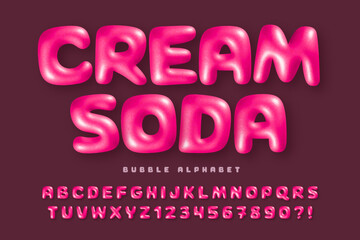 Sprayed comical alphabet, inflated letters and numbers.