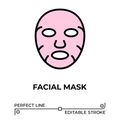 Vector line icon related to facial mask. Perfect Line. Editable Stroke.