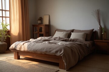 Fototapeta premium soft pastel morning light filling apartment, calm music vibe, relaxed morning