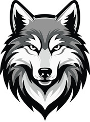 Fototapeta premium Illustration of a wolf head with black and white color scheme