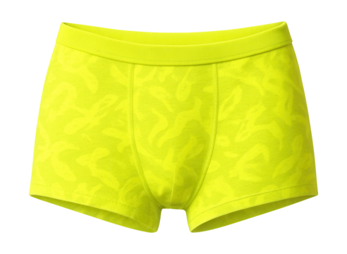 Neon yellow printed jersey boyshorts featuring an elastic waistband.