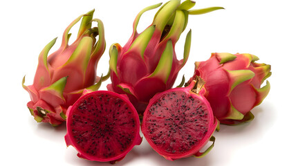 Exotic dragon fruits vibrant and fresh, ready for a healthy snack or a stunning tropical fruit salad, bringing a taste of paradise to your table