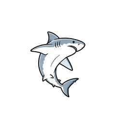 Fototapeta premium A sleek cartoon illustration of a powerful shark, embodying the majestic beauty and formidable presence of the ocean's apex predator.