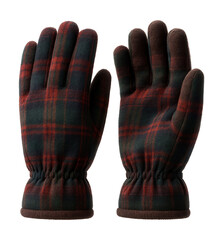 Fleece-lined gloves featuring a plaid design and elastic cuffs.