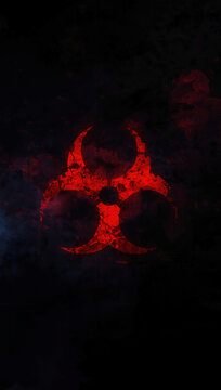 Biohazard Warning Symbol: Red and Black Grunge Background for Environmental Safety, Hazardous Contamination, and Virus Protection Alert